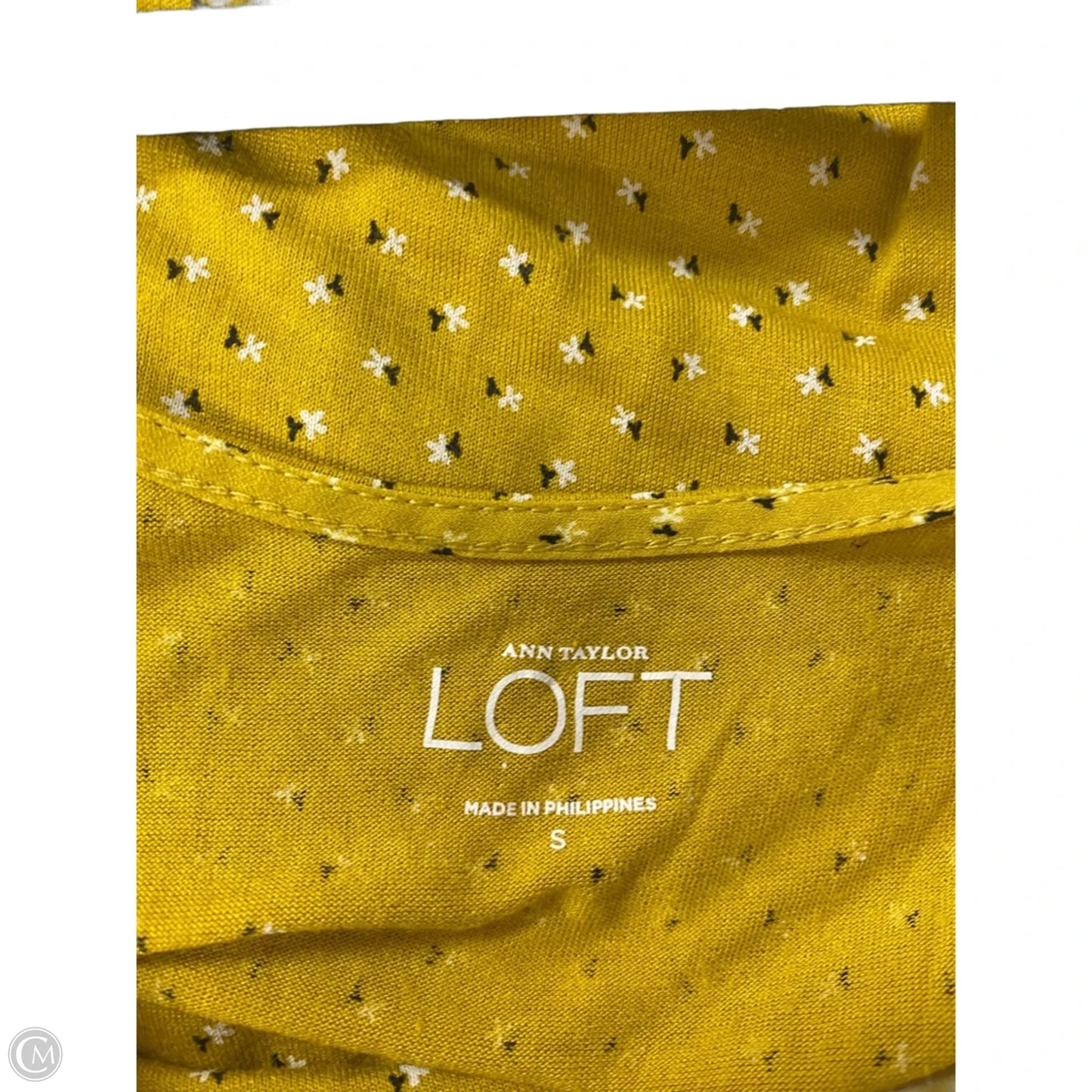 Top Sleeveless By Loft In White & Yellow, Size: S