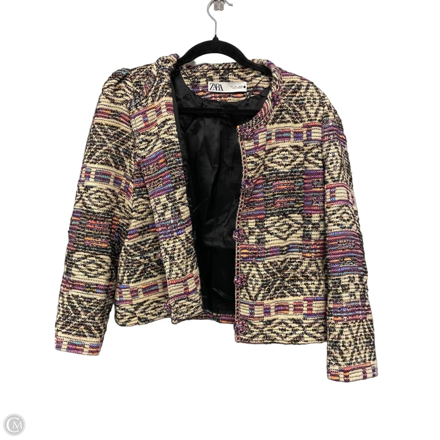 Blazer By Zara In Cream & Purple, Size: L