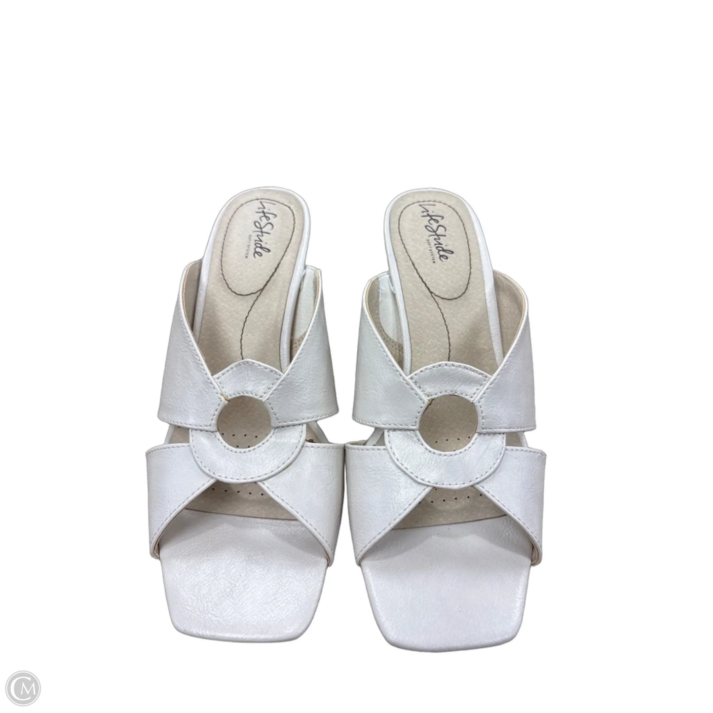 Sandals Heels Block By Life Stride In Cream, Size: 10