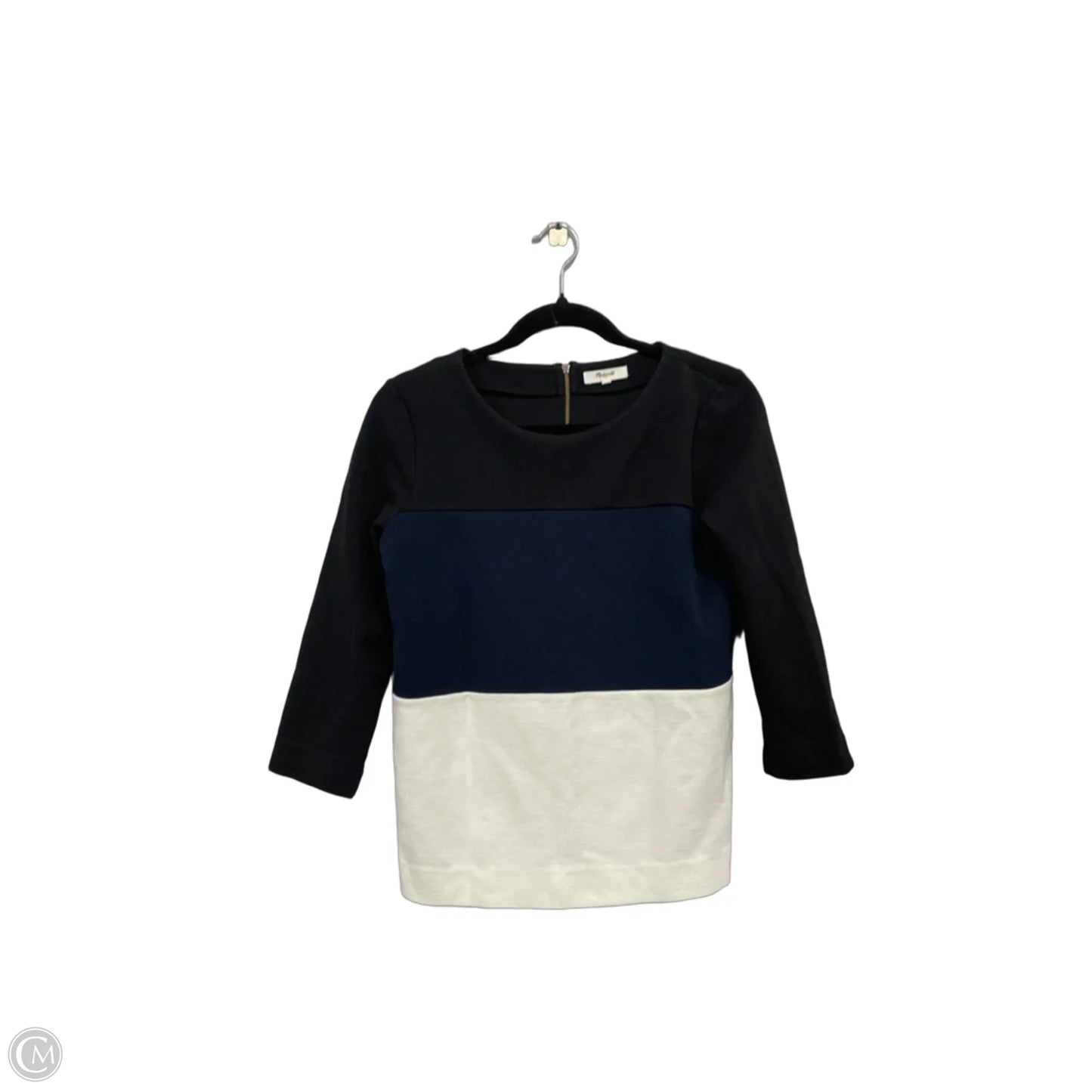 Top 3/4 Sleeve By Madewell In Black & White, Size: S