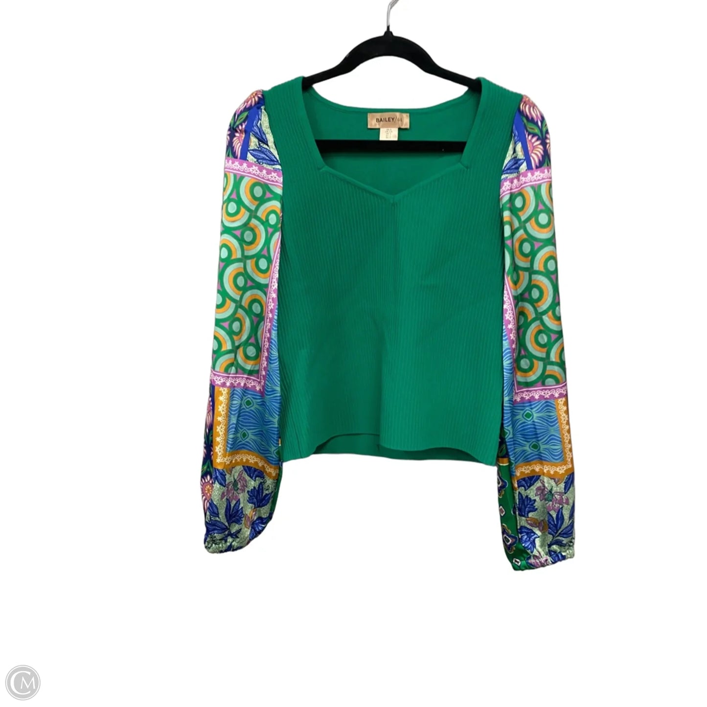Blouse Long Sleeve By Bailey 44 In Green & Purple, Size: L