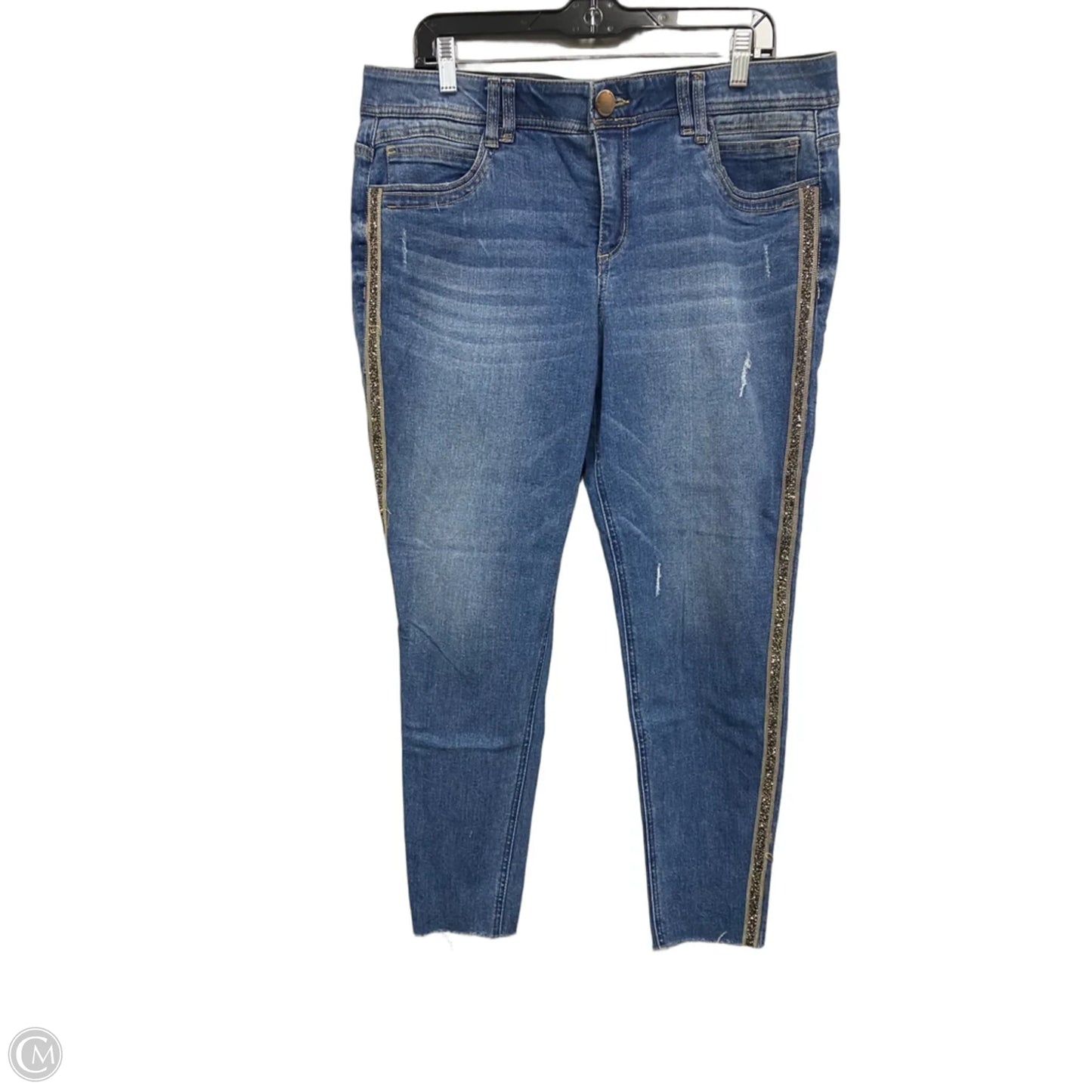 Jeans Skinny By Democracy In Blue & Silver, Size: 14