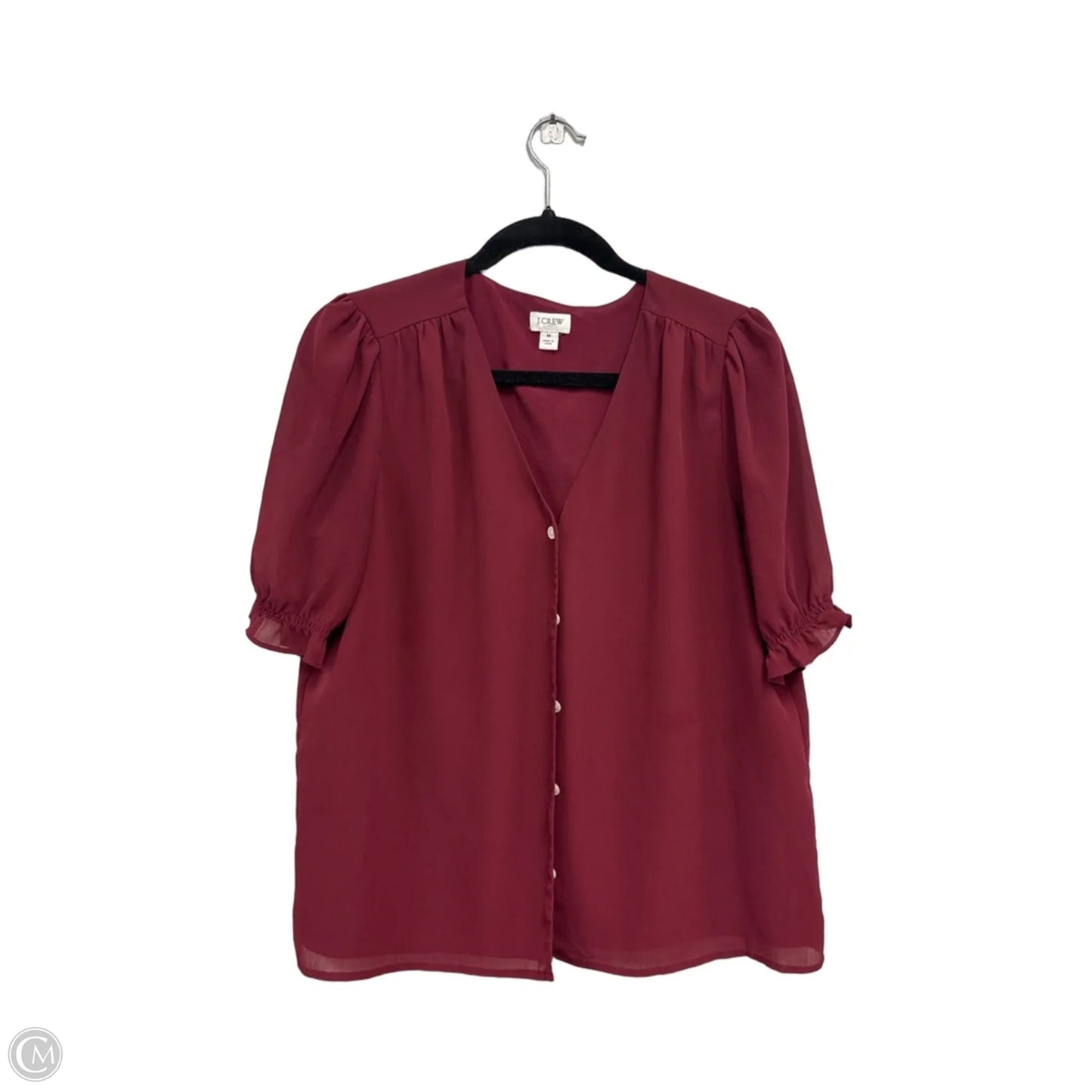 Blouse Short Sleeve By J. Crew In Maroon, Size: M