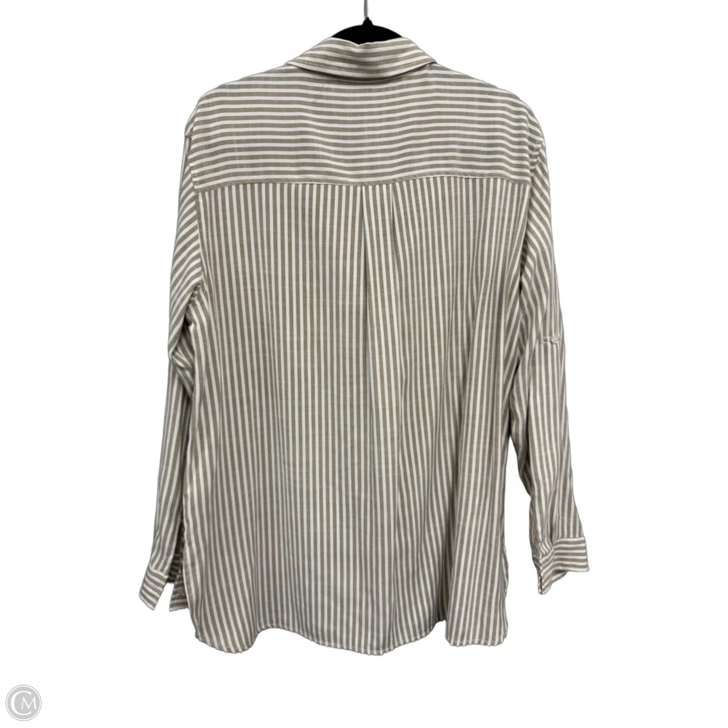 Top Long Sleeve By Max Studio In Tan & White, Size: L