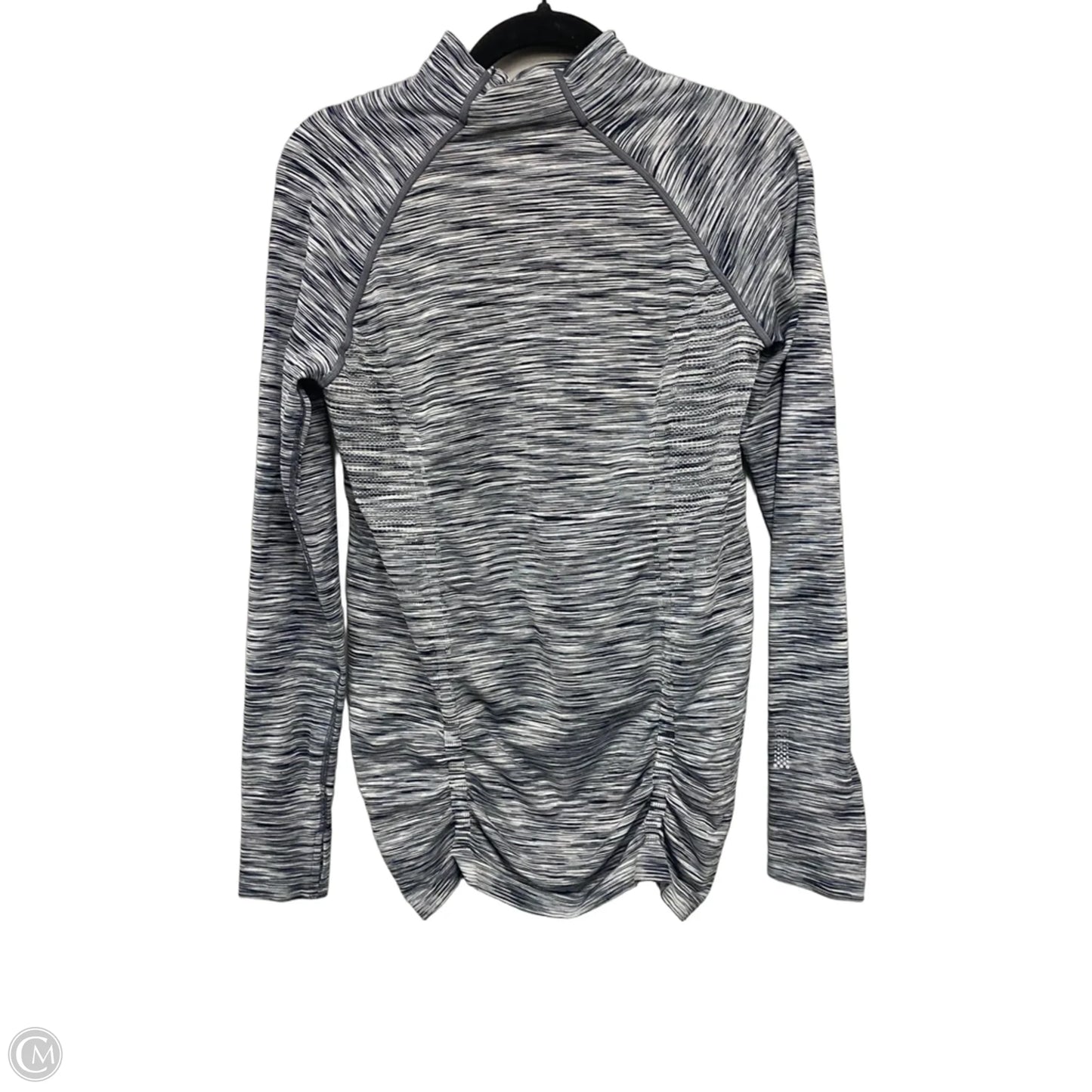 Athletic Top Long Sleeve Collar By Athleta In Black & Grey, Size: L