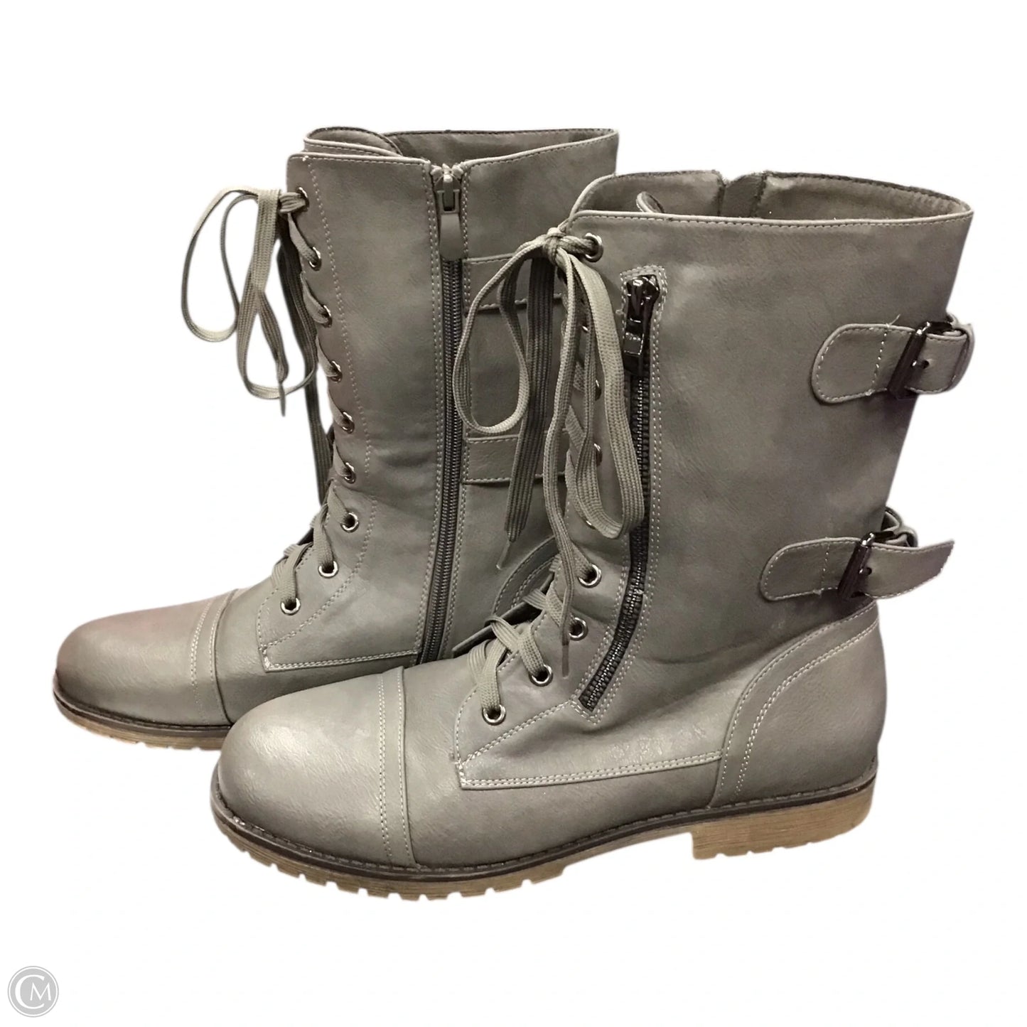 Boots Combat By Clothes Mentor In Grey, Size: 10