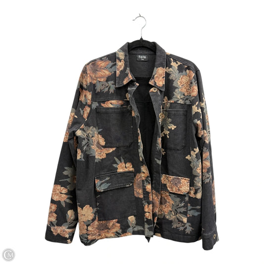 Jacket Denim By Fate In Floral Print, Size: L
