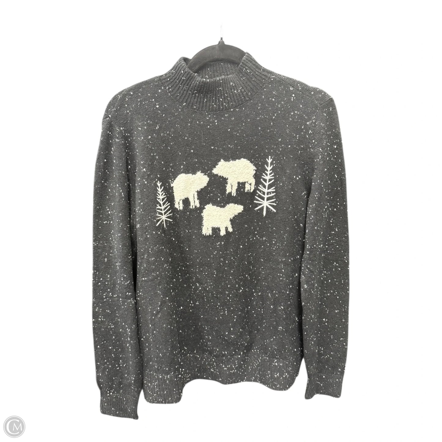 Sweater By Loft In Black & Cream, Size: L