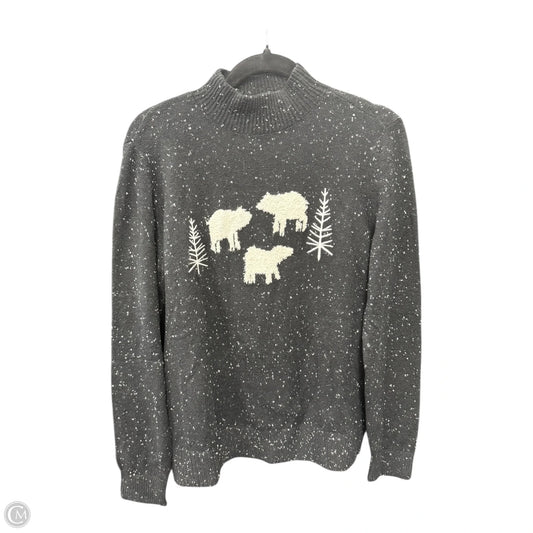 Sweater By Loft In Black & Cream, Size: L