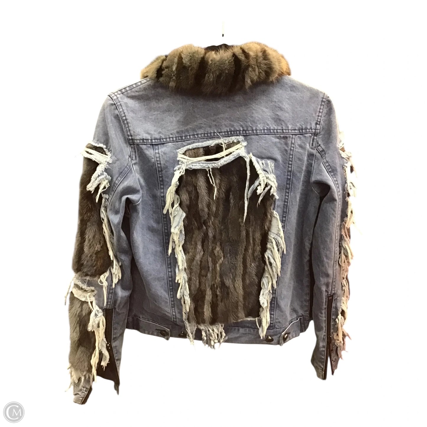 Jacket Denim By Clothes Mentor In Blue & Brown, Size: S