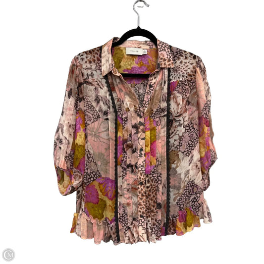 Blouse Designer By Coach In Pink & Purple, Size: 2