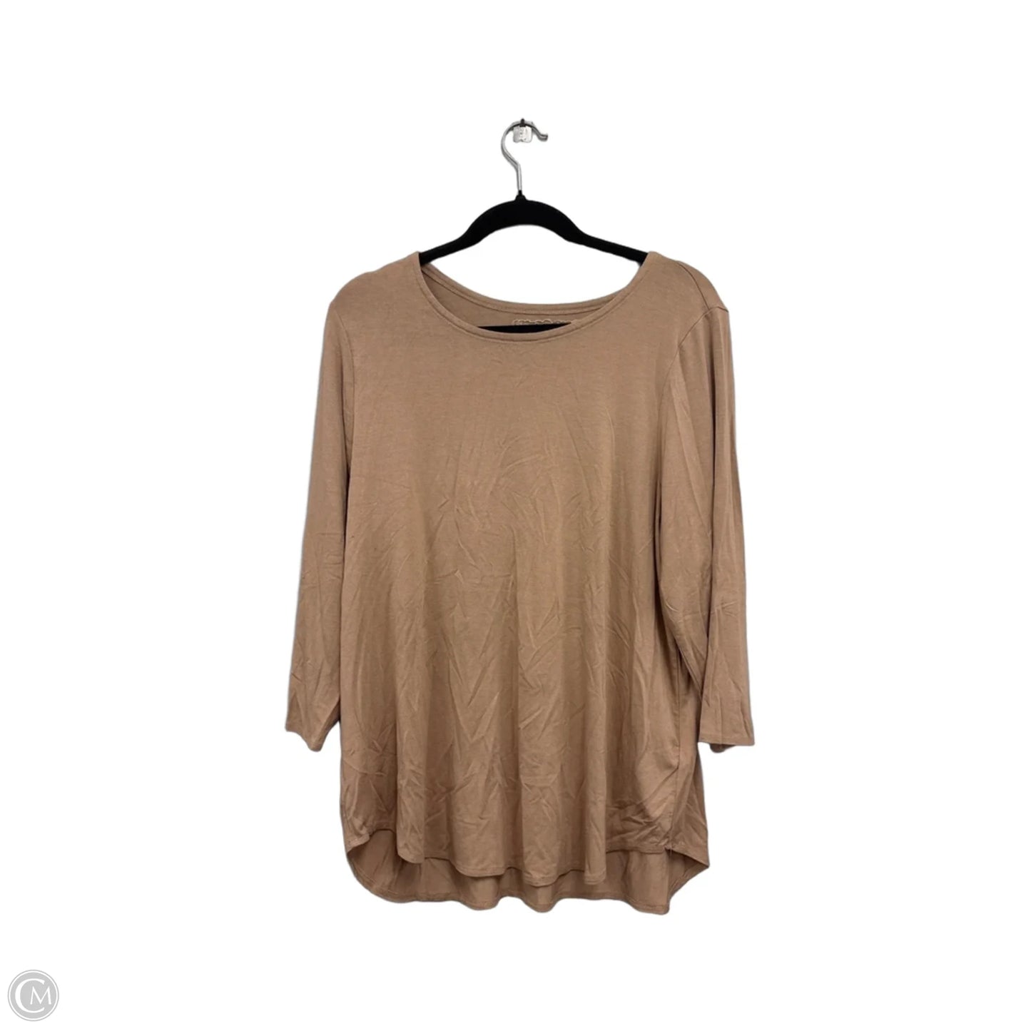 Top 3/4 Sleeve By Cupio In Tan, Size: 1x