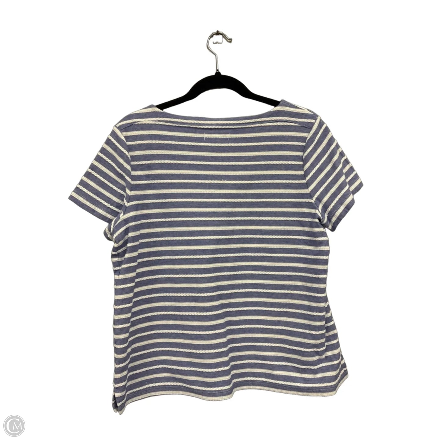 Top Short Sleeve By Kim Rogers In Blue & White, Size: Xl