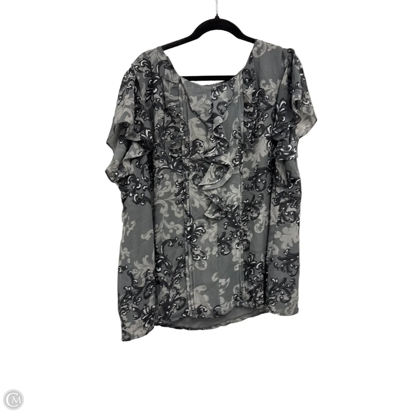 Blouse Short Sleeve By Apt 9 In Black & Grey, Size: 3x