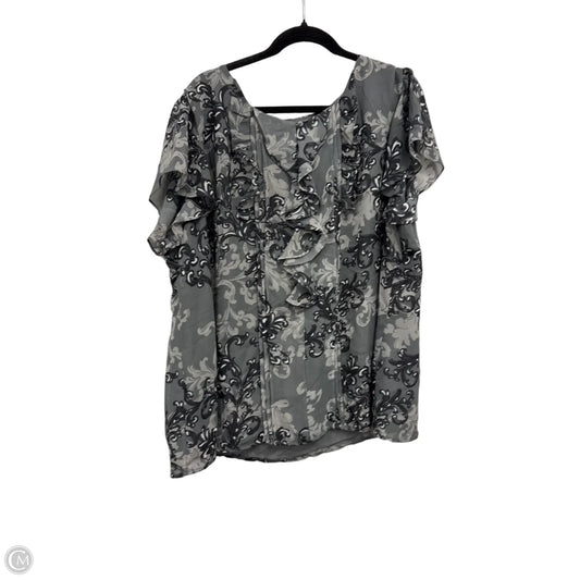 Blouse Short Sleeve By Apt 9 In Black & Grey, Size: 3x