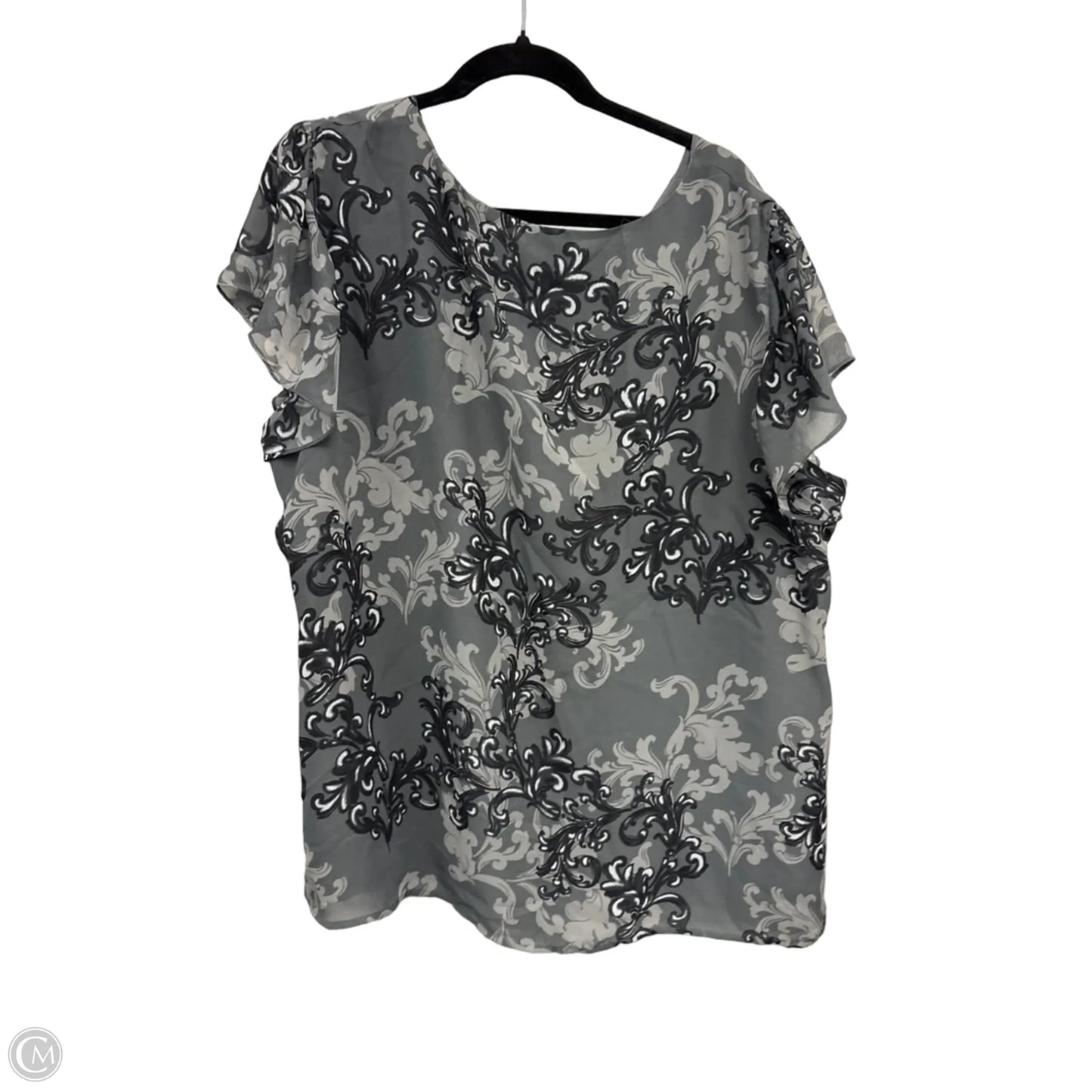 Blouse Short Sleeve By Apt 9 In Black & Grey, Size: 3x