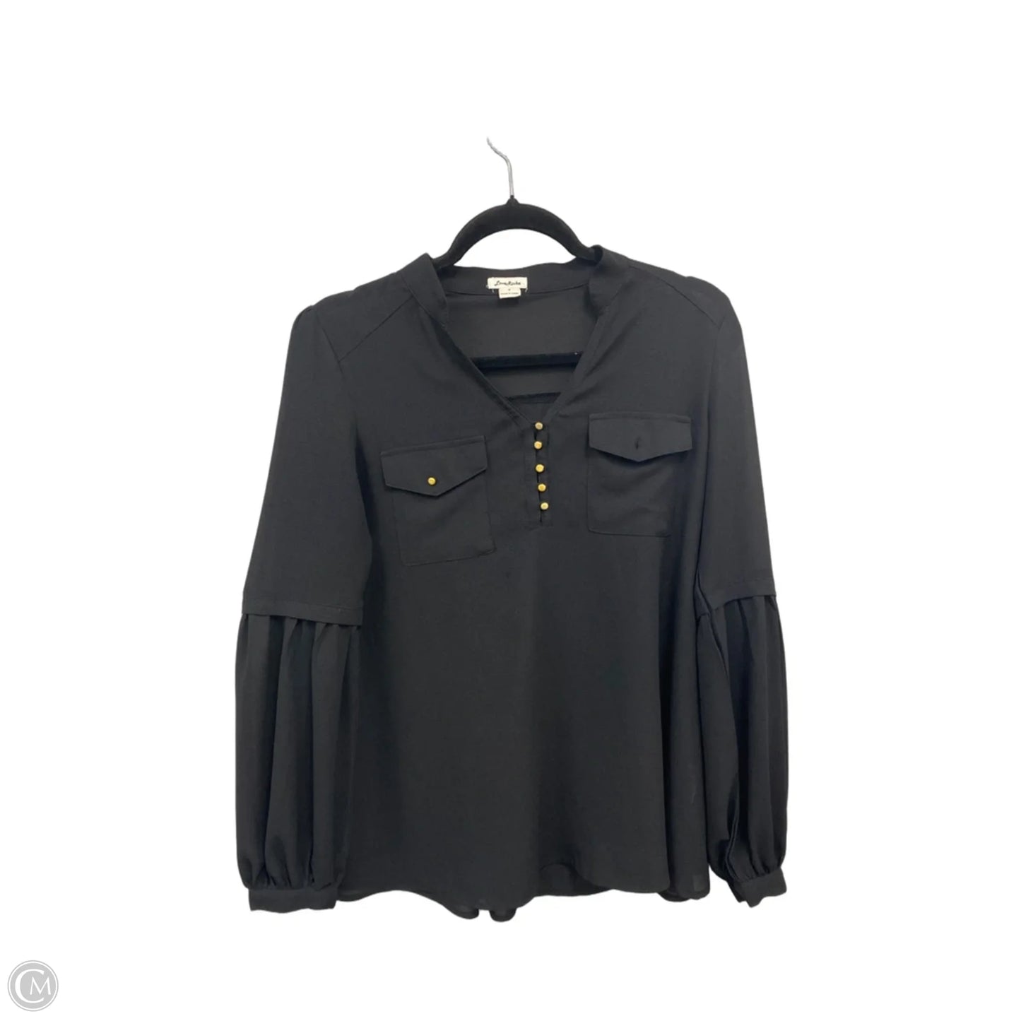 Blouse Long Sleeve By Clothes Mentor In Black, Size: S