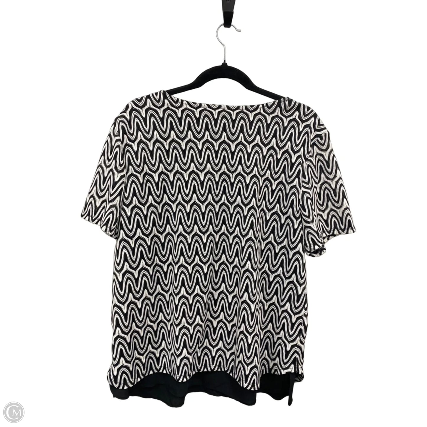 Top Short Sleeve Basic By Alfred Dunner In Black & White, Size: L