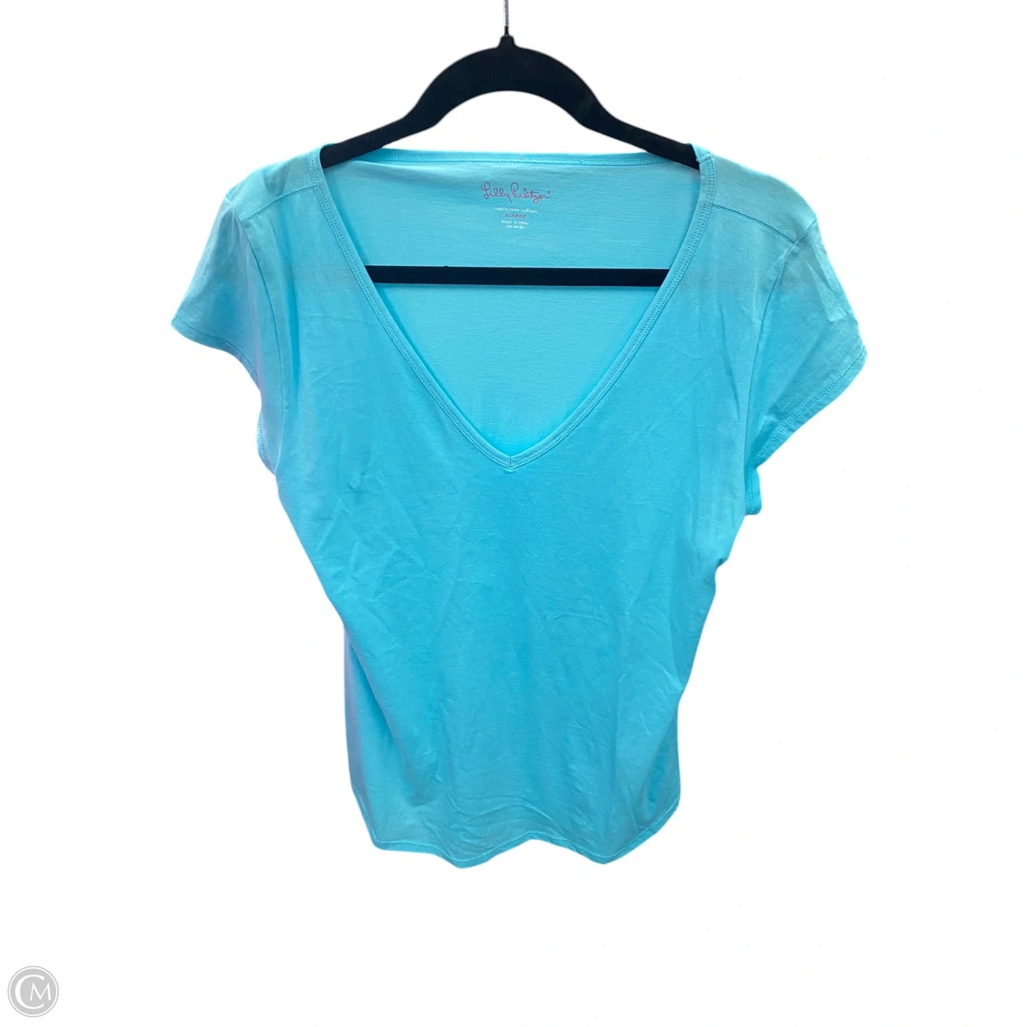 Top Short Sleeve Designer By Lilly Pulitzer In Blue, Size: Xl