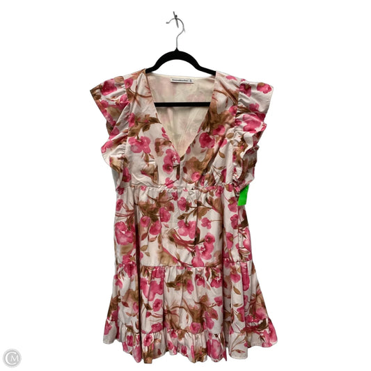 Dress Casual Short By Abercrombie And Fitch In Cream & Pink, Size: M