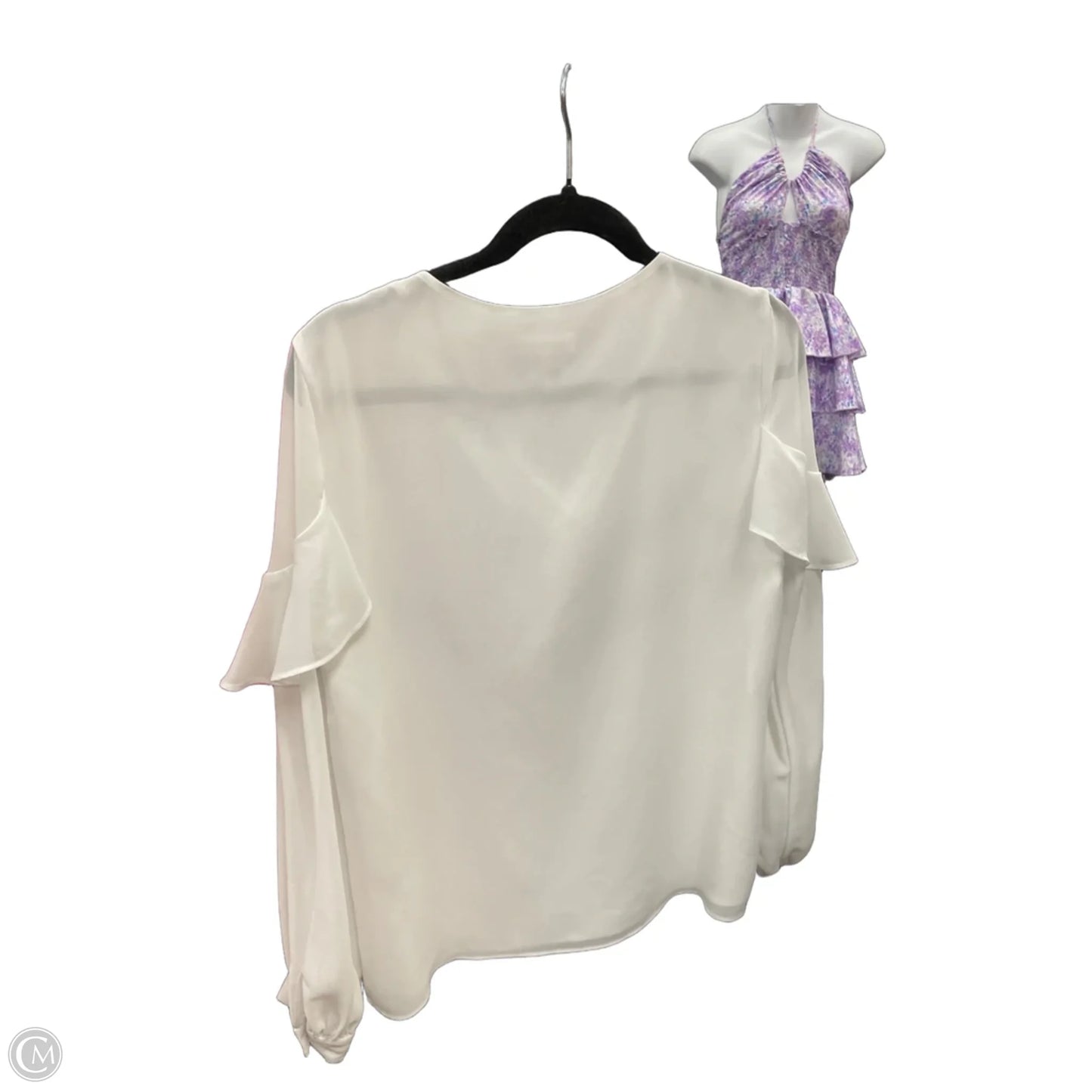 Top Long Sleeve By Calvin Klein In White, Size: S
