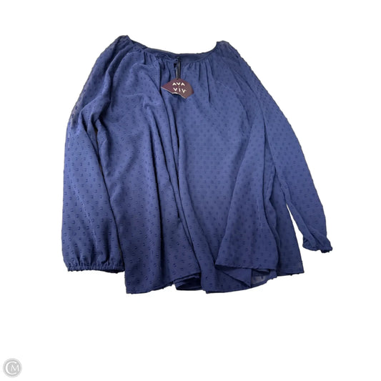 Top Long Sleeve By Ava & Viv In Navy, Size: 4x