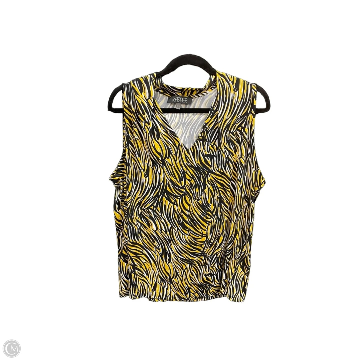 Top Sleeveless By Kasper In Black & Yellow, Size: 2x