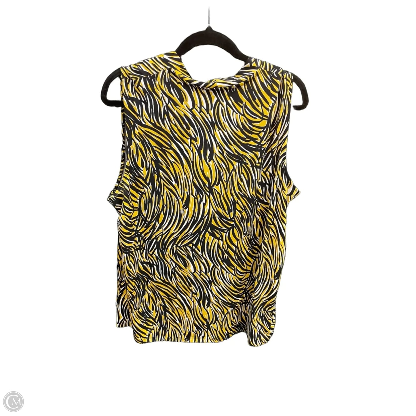 Top Sleeveless By Kasper In Black & Yellow, Size: 2x