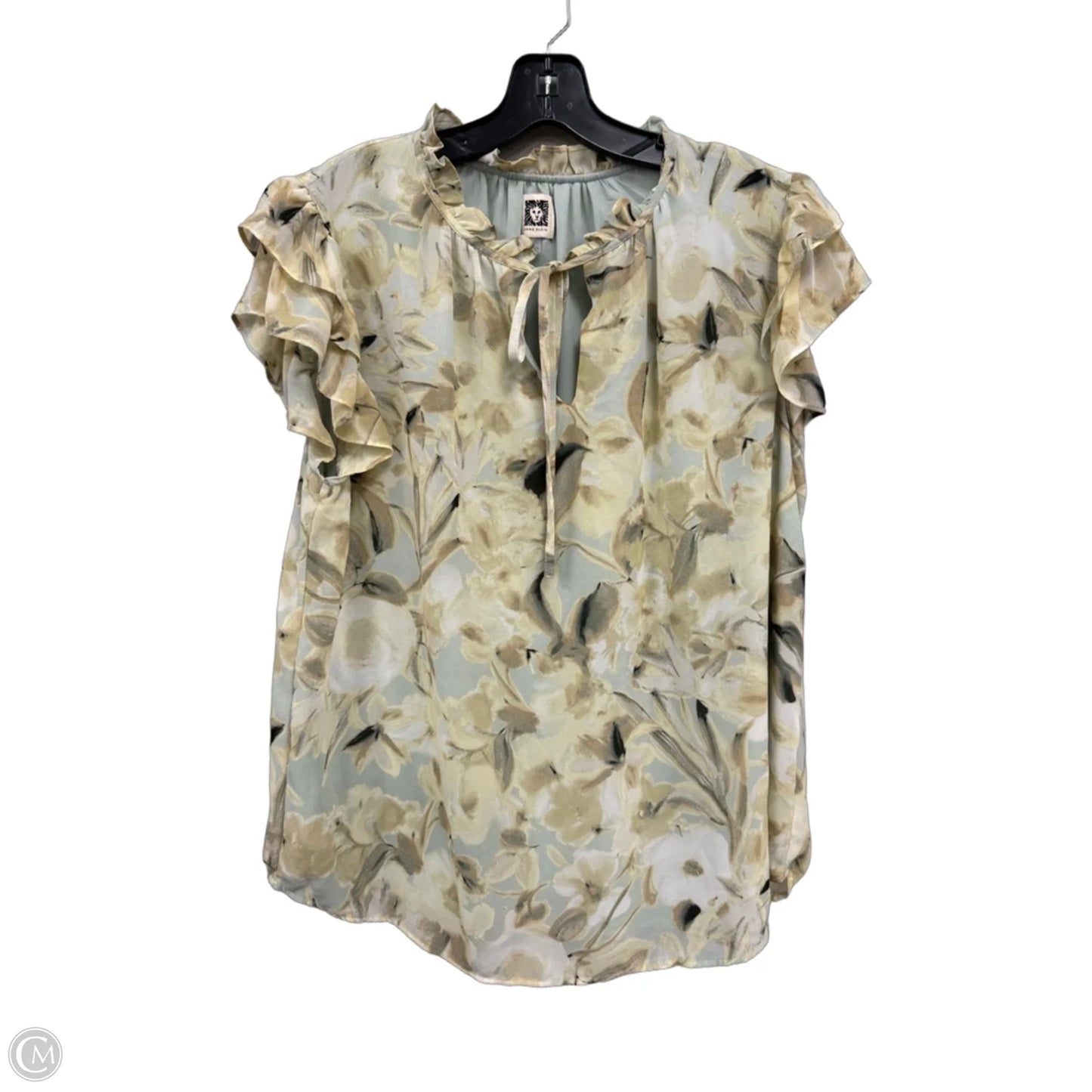 Top Short Sleeve By Anne Klein In Cream & Green, Size: L