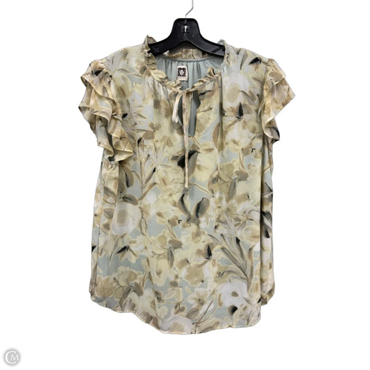 Top Short Sleeve By Anne Klein In Cream & Green, Size: L