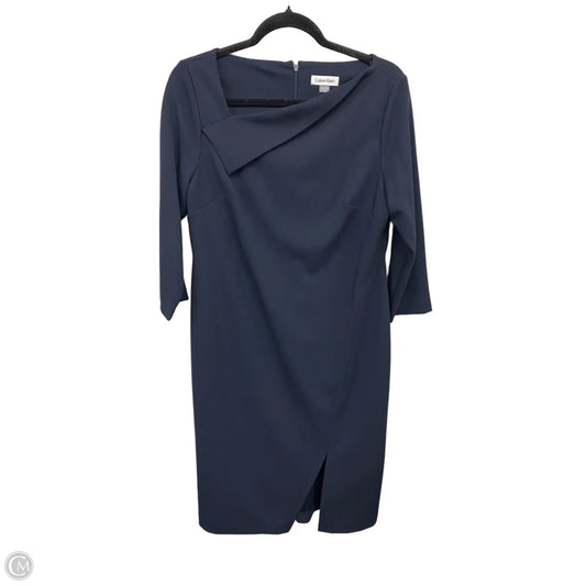 Dress Casual Midi By Calvin Klein In Navy, Size: 14