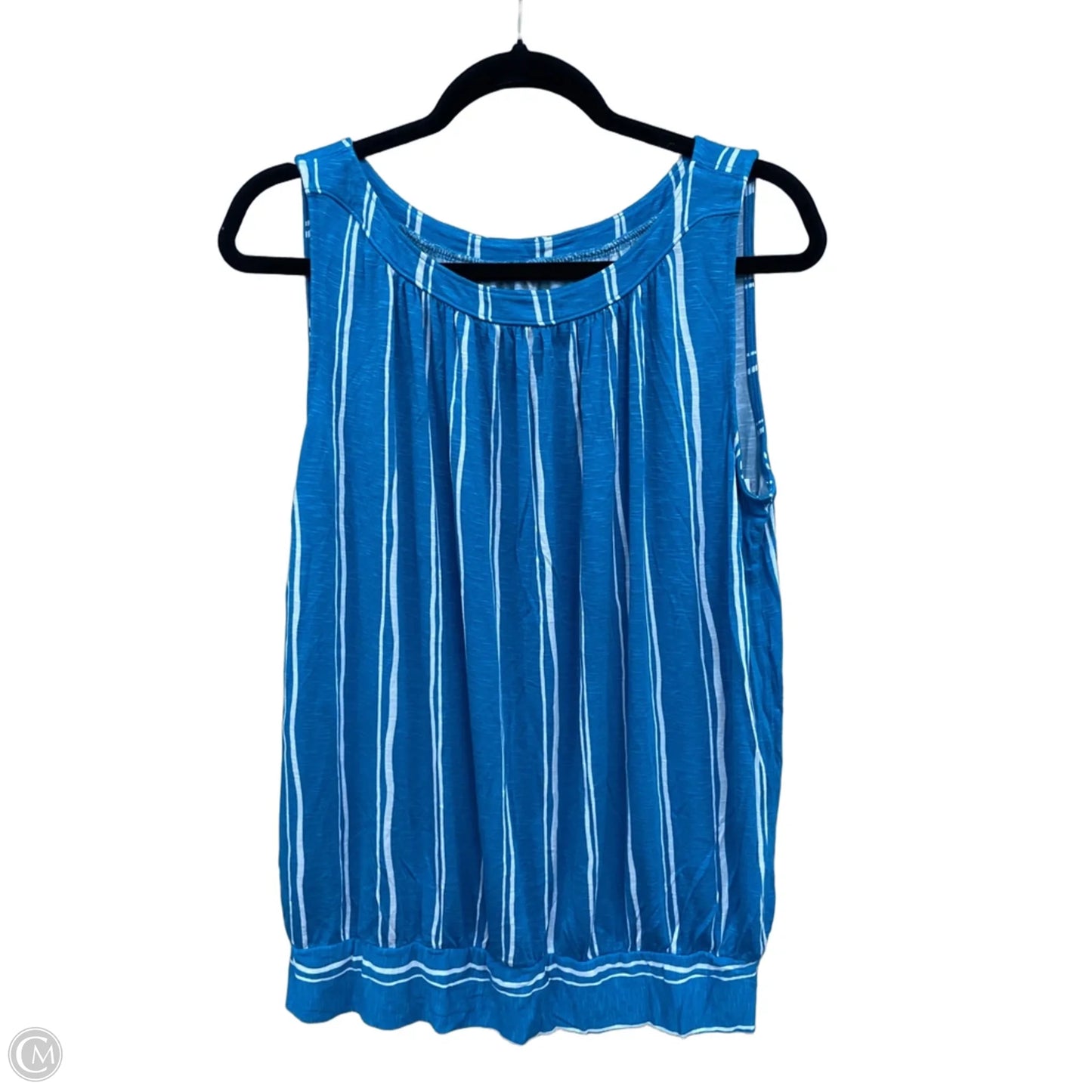 Top Sleeveless By Loft In Blue & White, Size: L