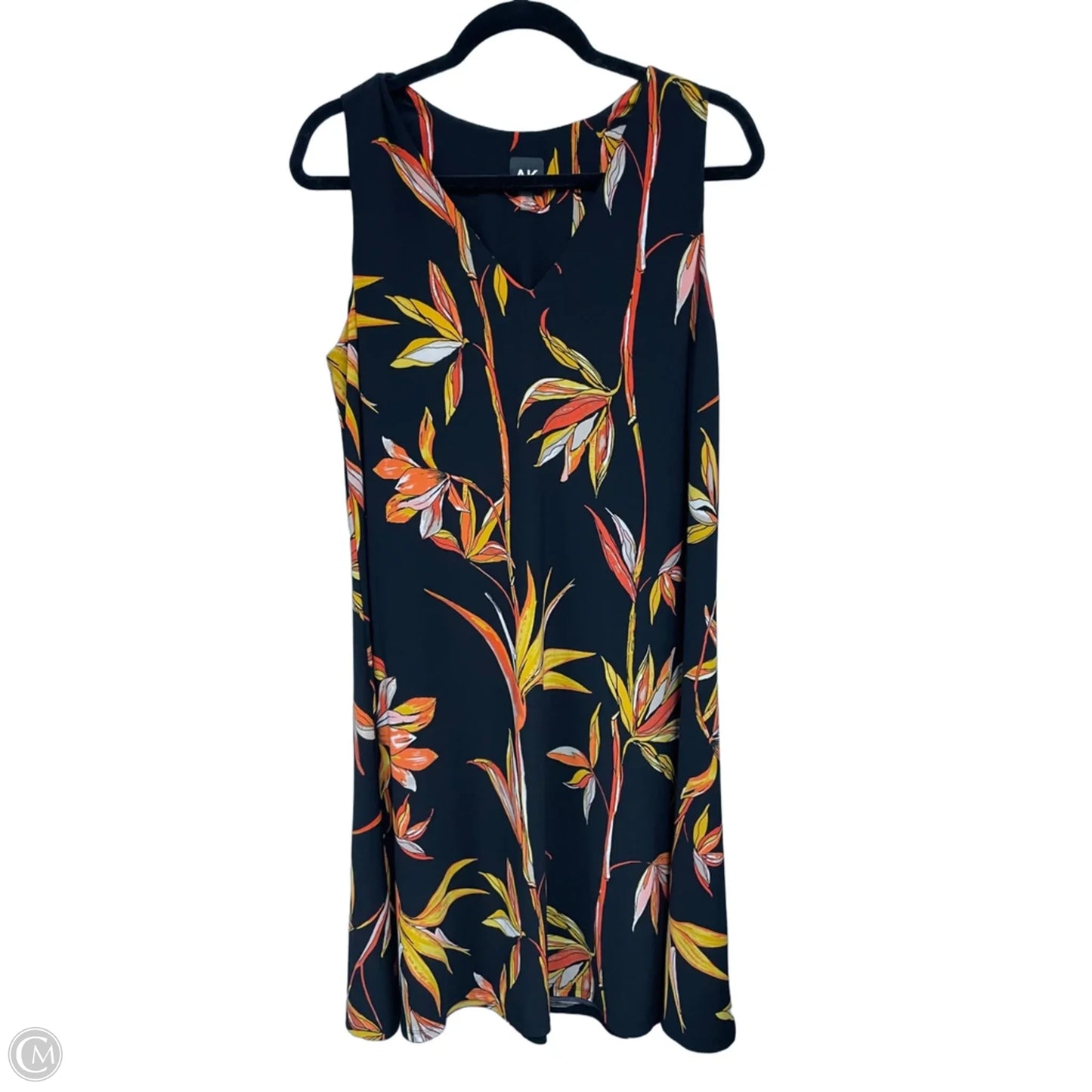 Dress Casual Midi By Clothes Mentor In Black & Orange, Size: 10