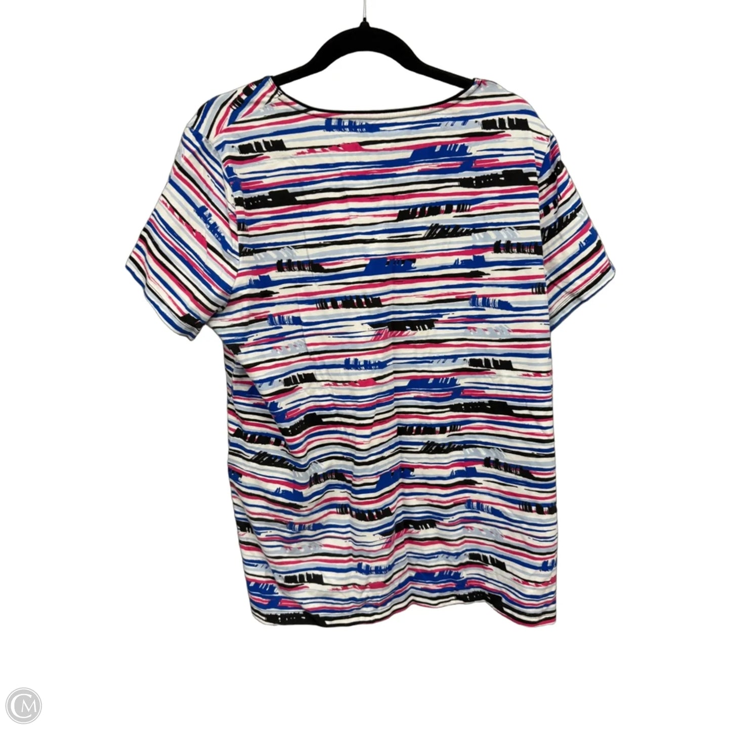 Top Short Sleeve By Kim Rogers In Blue & Pink, Size: Xxl