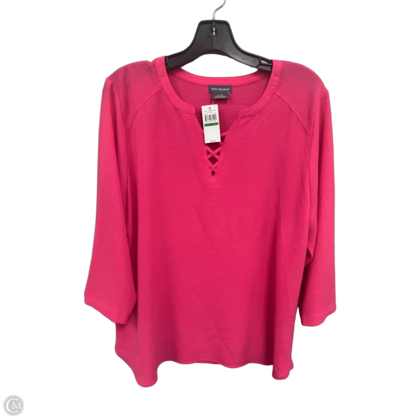 Top Long Sleeve By Van Heusen In Pink, Size: L