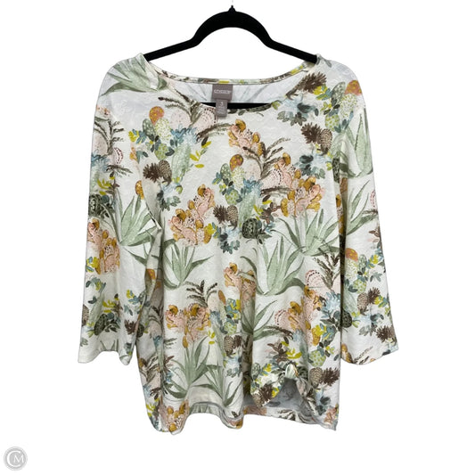 Top 3/4 Sleeve By Chicos In Green, Size: Xl