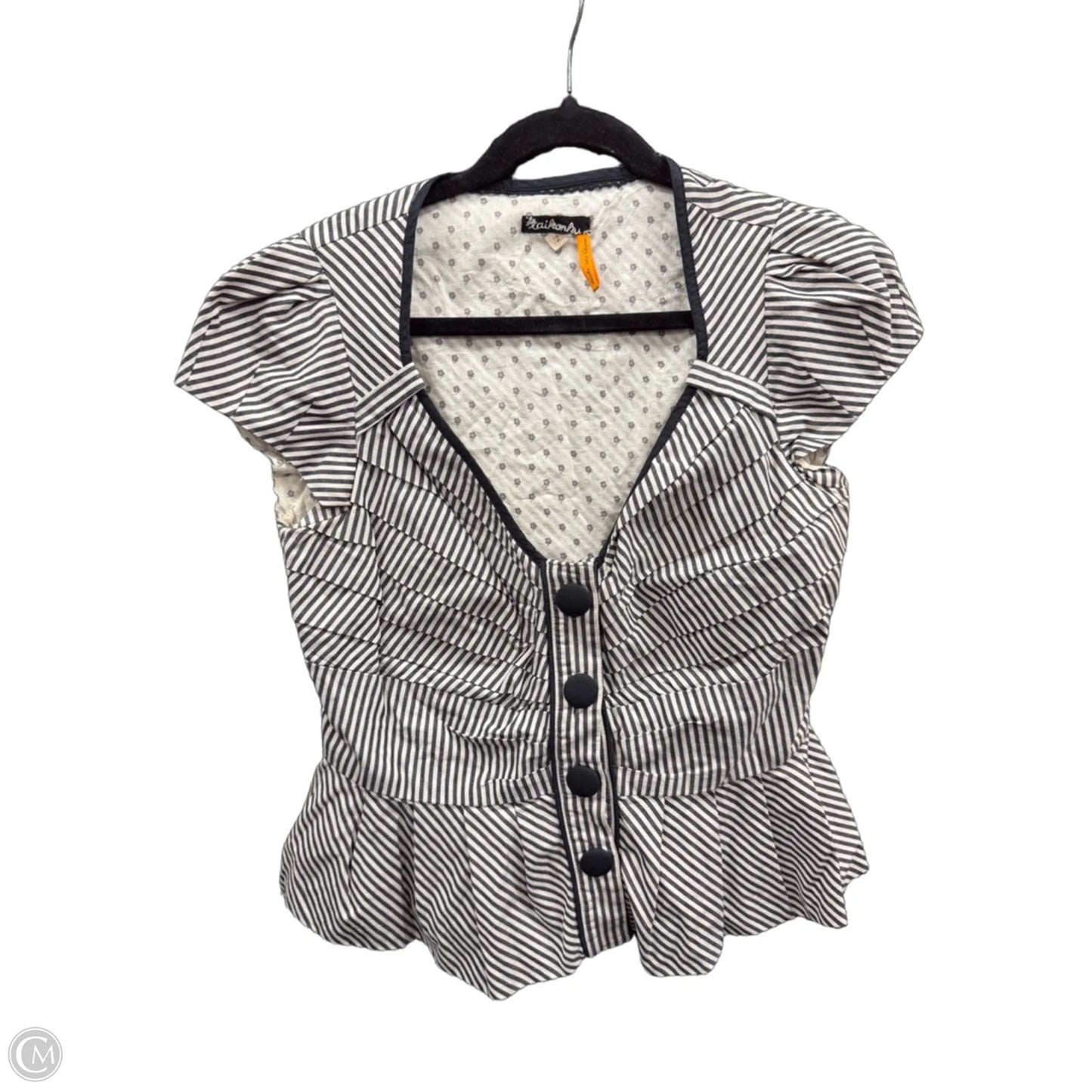 Top Short Sleeve By Clothes Mentor In Black & Cream, Size: 12