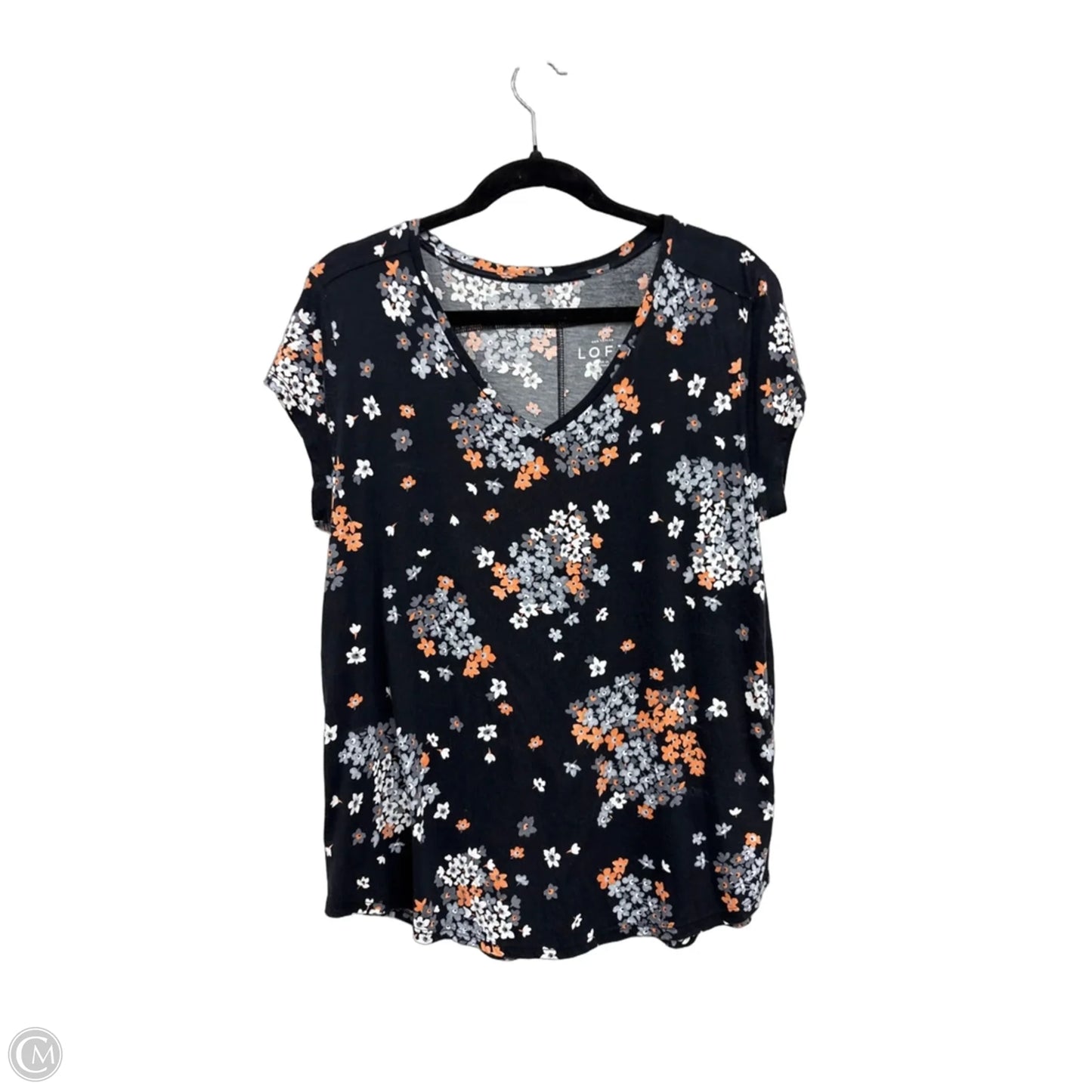 Top Short Sleeve By Loft In Black, Size: L