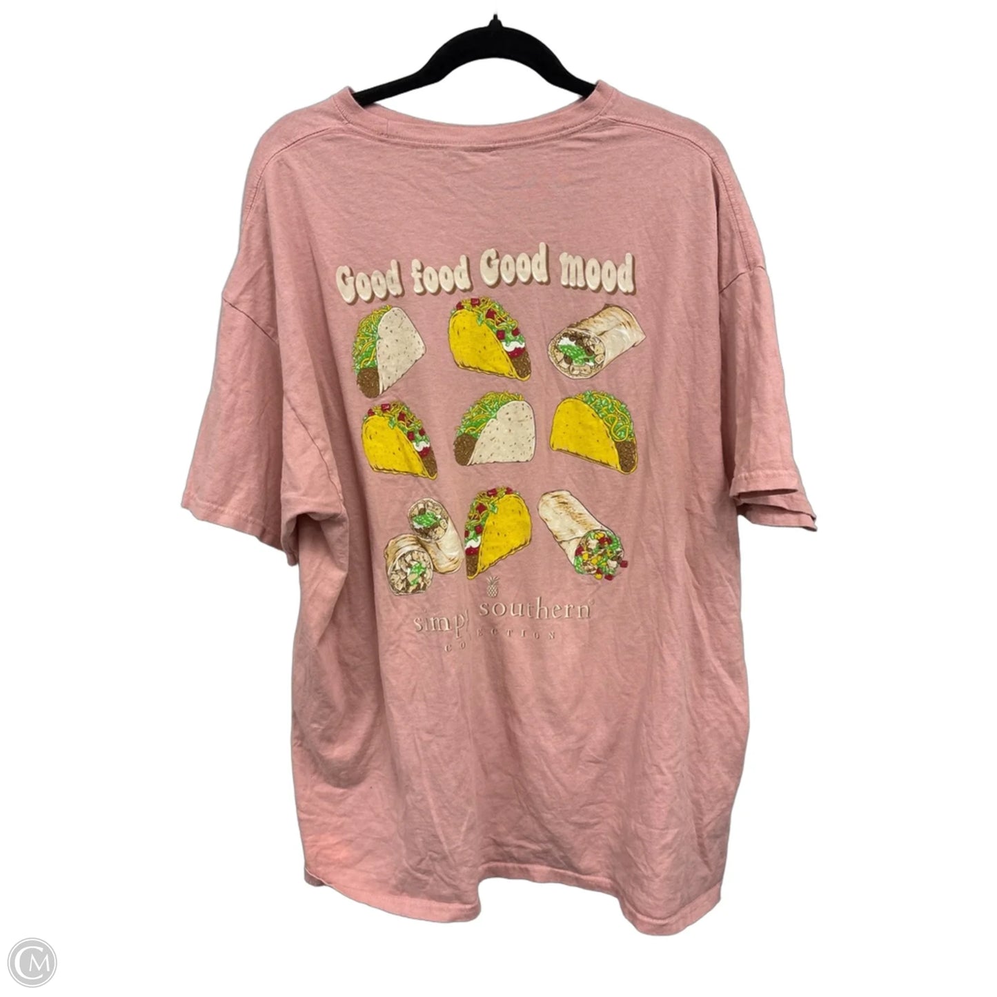 Top Short Sleeve By Simply Southern In Pink, Size: Xxl