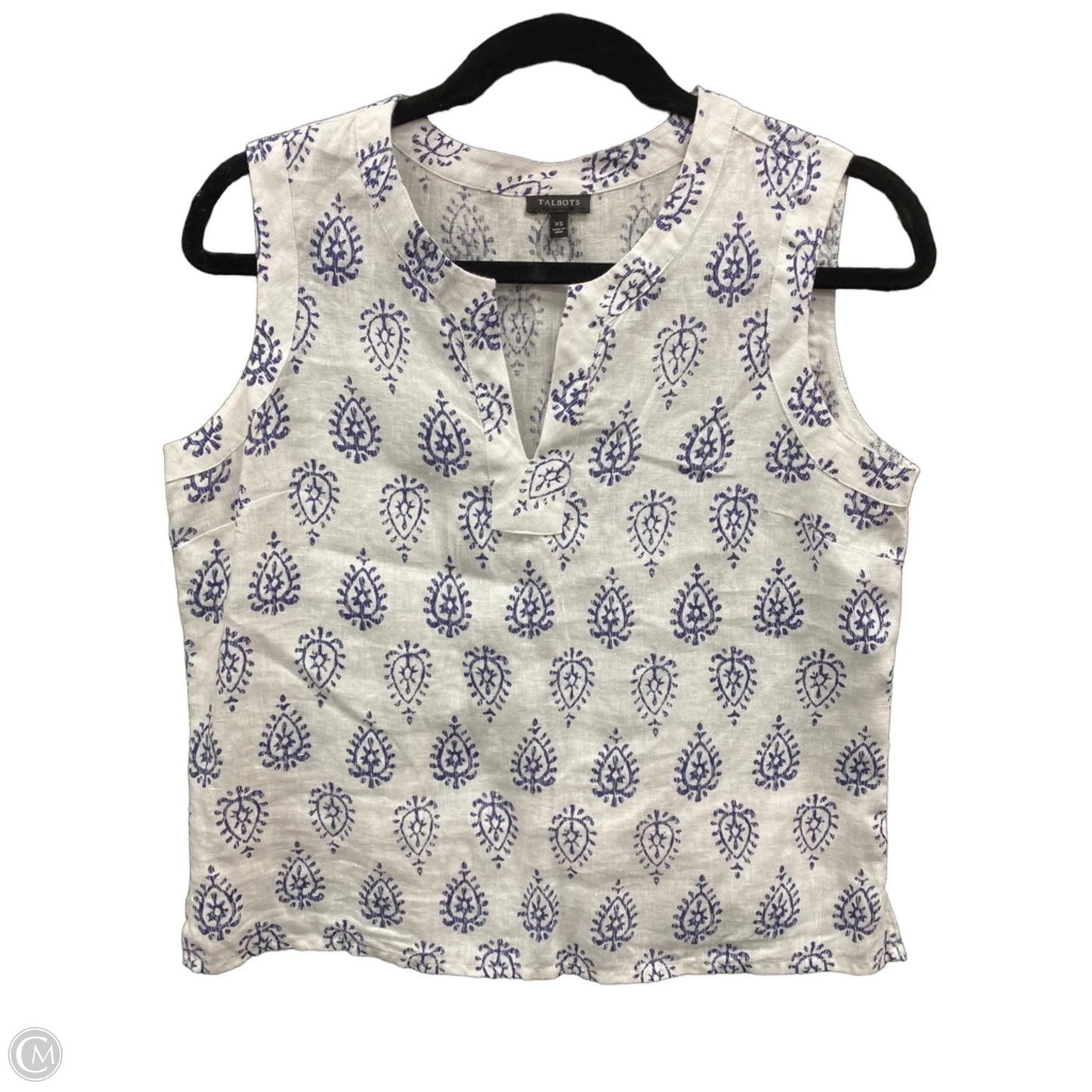 Top Sleeveless By Talbots In Blue & White, Size: Xs