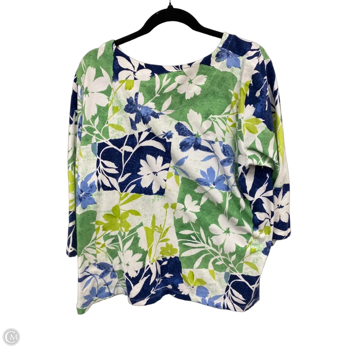 Top 3/4 Sleeve By Alfred Angelo In Blue & Green, Size: Xl