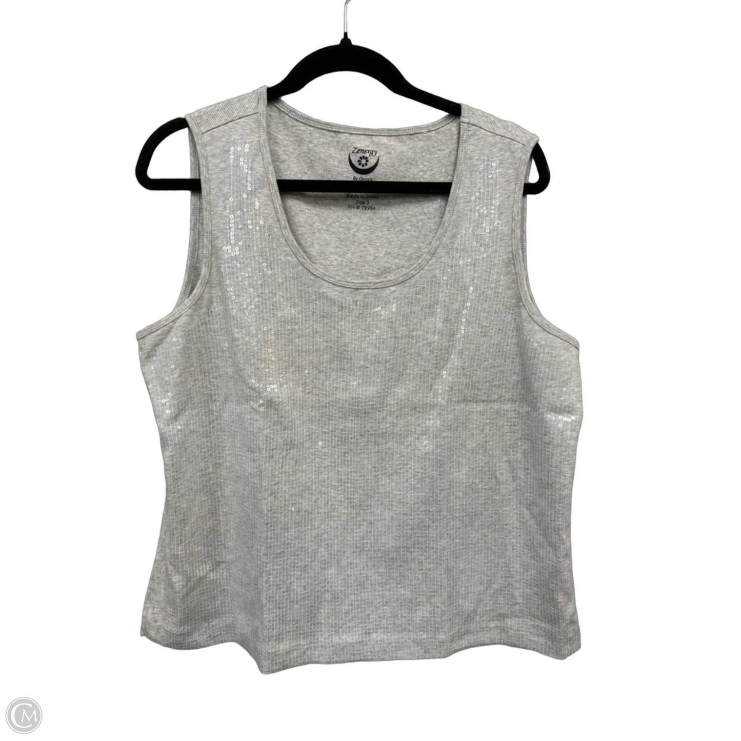 Top Sleeveless By Chicos In Grey, Size: Xl