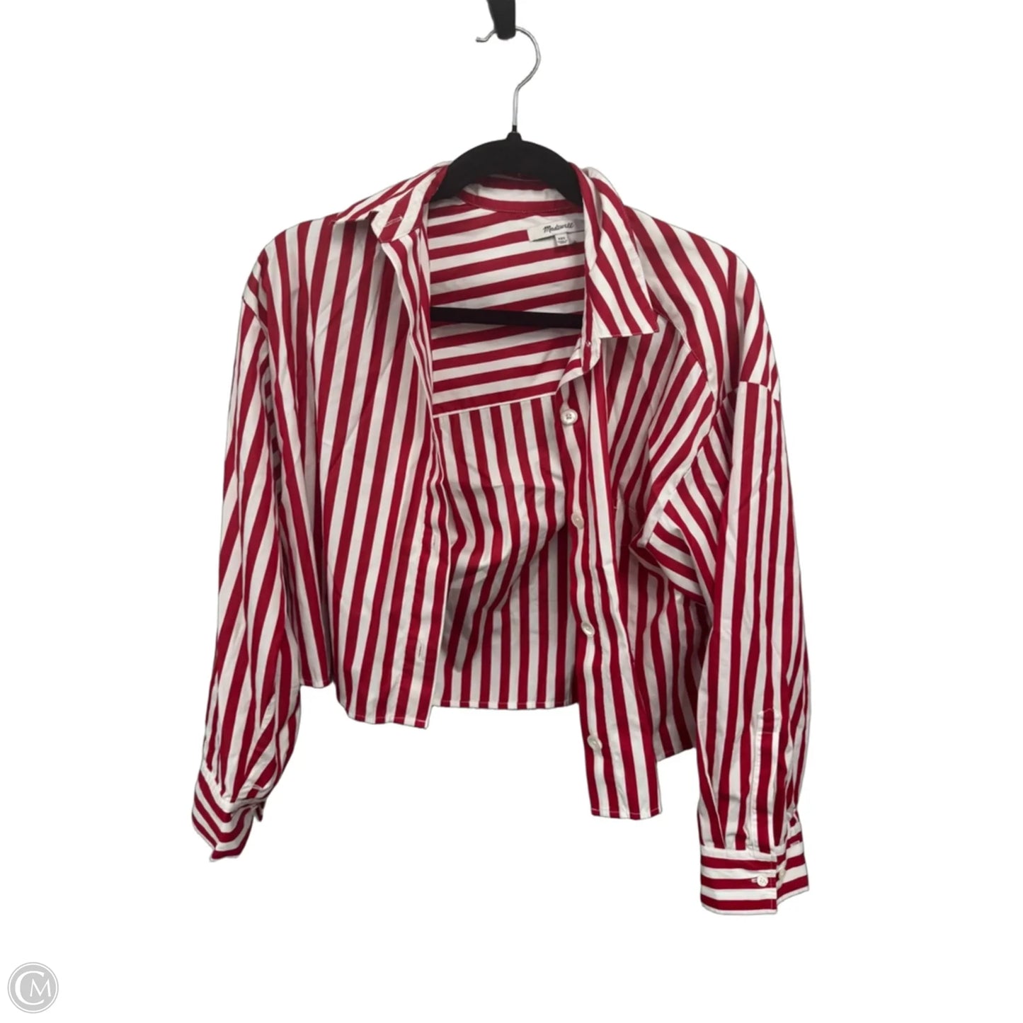 Top Long Sleeve By Madewell In Red & White, Size: Xxs