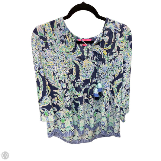 Top Long Sleeve Designer By Lilly Pulitzer In Blue & Green, Size: S