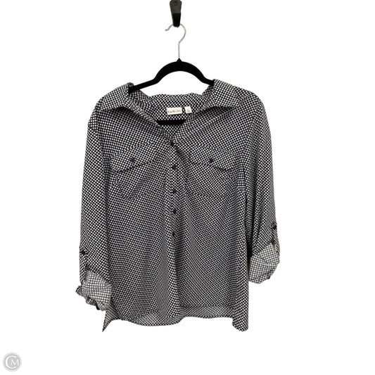 Top Long Sleeve By Kim Rogers In Blue & White, Size: L