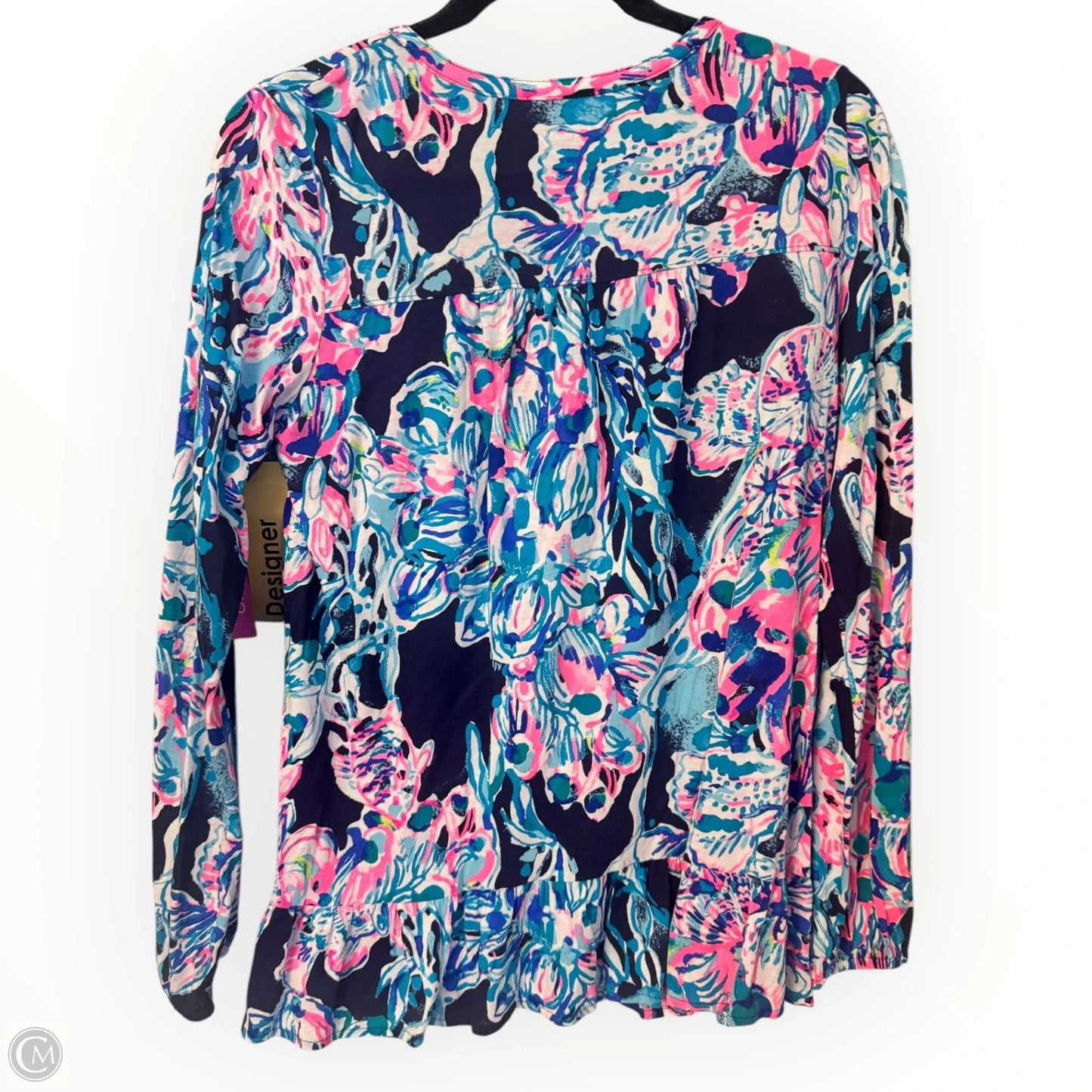 Top Long Sleeve Designer By Lilly Pulitzer In Blue & Pink, Size: S