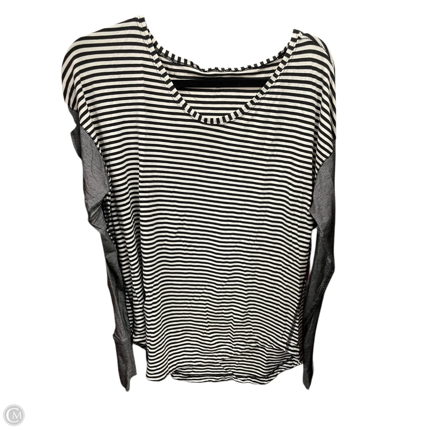 Top Long Sleeve By Lululemon In Black & White, Size: L