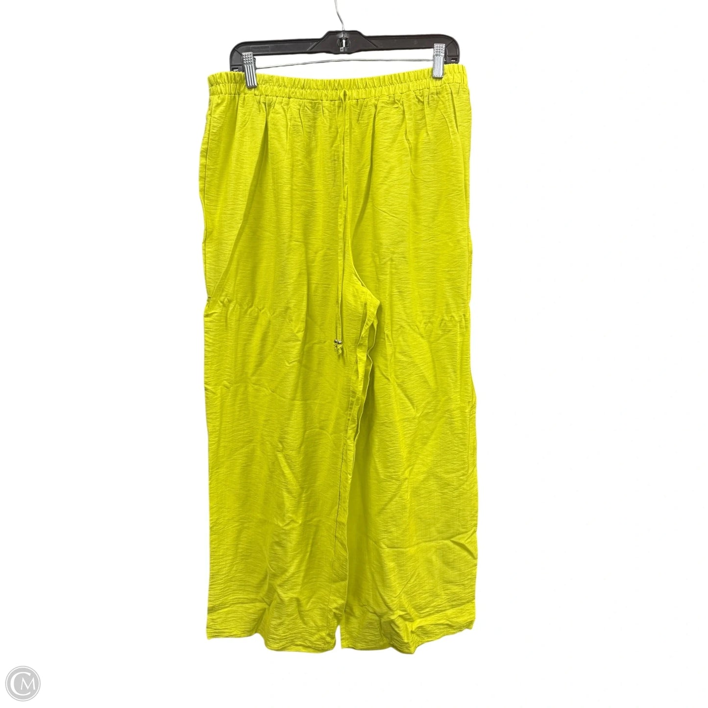 Pants Linen By Mlle Gabrielle In Chartreuse, Size: Xl