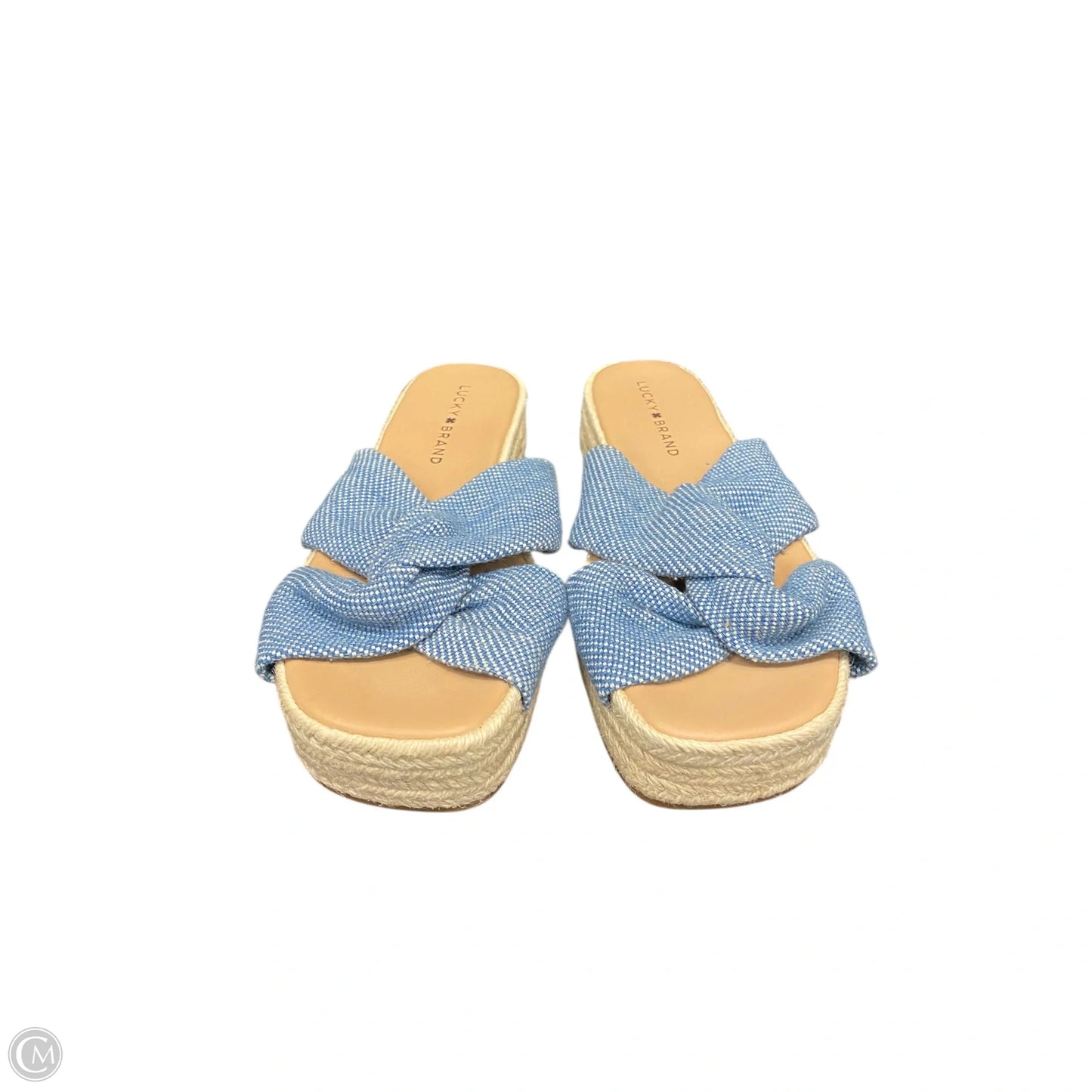 Sandals Heels Platform By Lucky Brand In Blue Denim, Size: 7