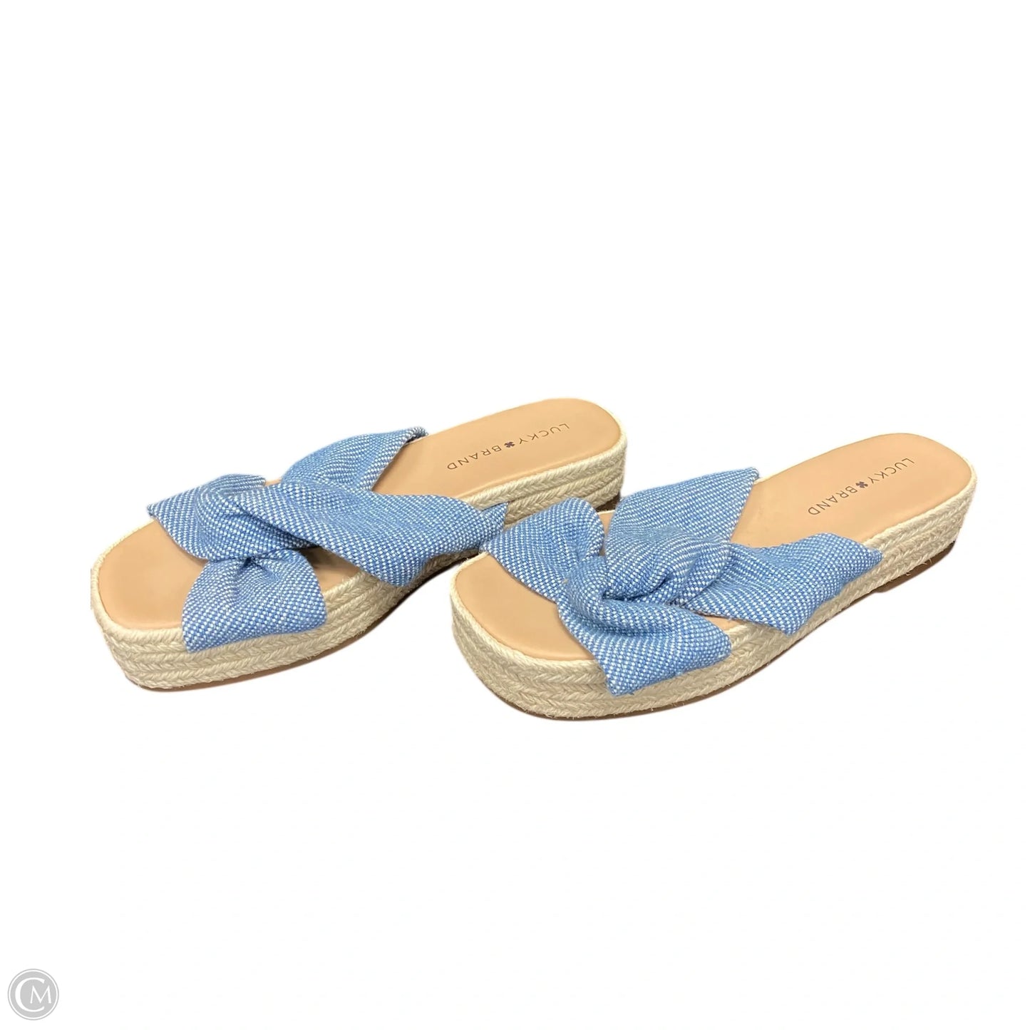 Sandals Heels Platform By Lucky Brand In Blue Denim, Size: 7